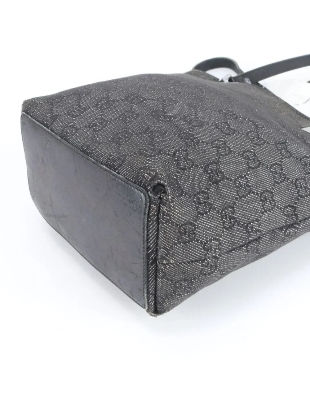 Gucci GG Canvas Leather Tote Shoulder Hand Black